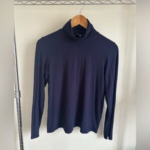 EILEEN FISHER Women's Navy Blue Turtleneck Top.